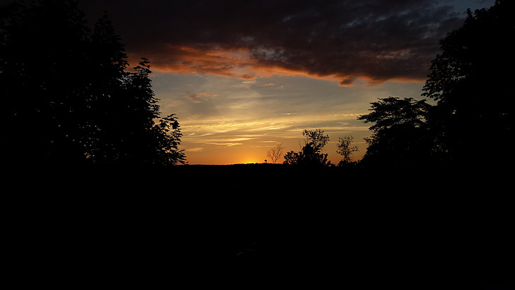 zonsondergang, avond, hemel, schemering, schilderachtige, kleurrijke, scène