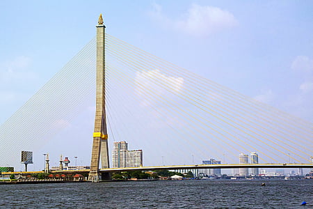 Bangkok, Most, Thajsko, krajina, městský, řeka, Architektura