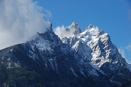 montagnes, gamme, Scenic, paysage, neige, Groupe de la cathédrale, Teton range