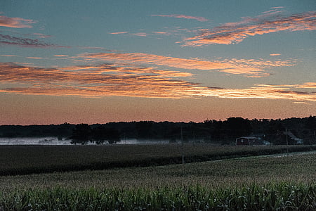 Sunrise, Wisconsin farmy, pole, oblasti hospodárstva, scénické, Príroda