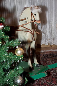 häst, gunghäst, mögel, trä, sjöhästar, spela, jul