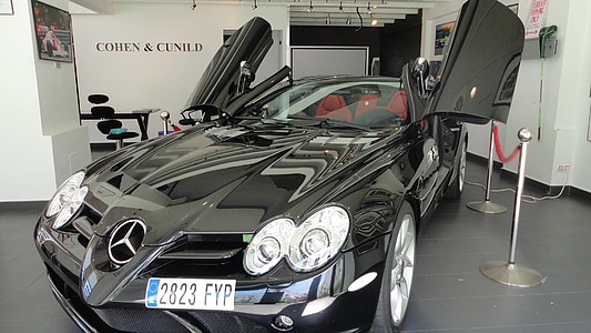 Mercedes, Benz, varumärke, Auto, SLS, svart, Spanien