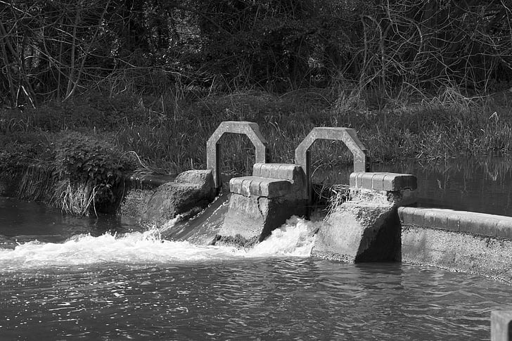 floden skak, Watford, Cassiobury park, Wier, Dam, vand, floden