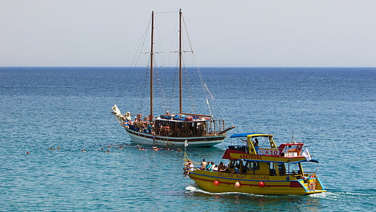 Kıbrıs, gemiyle gezmek sandal, tatil, tatil, Yaz, Deniz, boş zaman