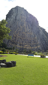montagna buddha dorato, roccia, viaggio, Turismo, Vacanze, prato, montagne