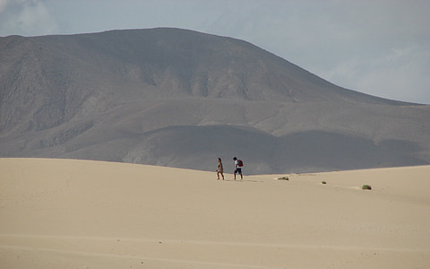 Fuerteventura, désert, paysage, Espagne, sable, sec, chaud