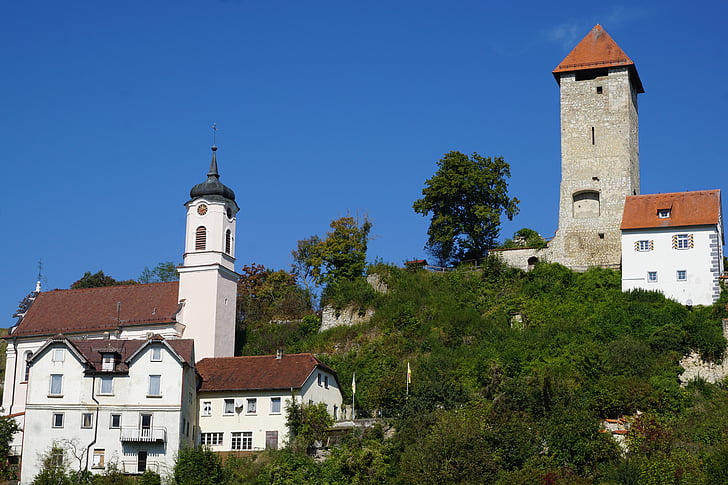 Obermarchtal, kerk, klooster, boom, Duitsland, religie, geloof