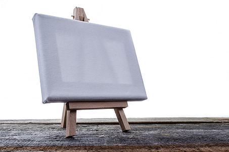paintings, stand, artist, isolated, billboard, white, sketching