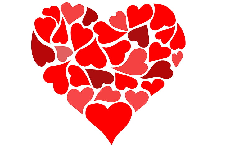 Cinta, jantung, Valentine, romantis, pernikahan, bentuk hati, merah