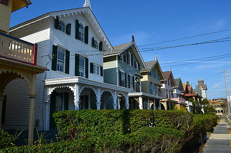 de Cape may, New jersey, rive, plage, océan, rivage, architecture