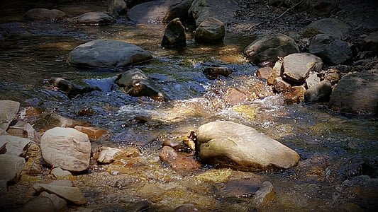 Creek, air, tenang, batu, Stream, damai, alam