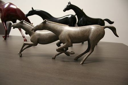 cavalos, escultura, pedra, estátua, animal, em execução