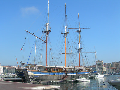 veleiro, Marselha, Porto, três mastros, França, Mediterrâneo, vela a Belém
