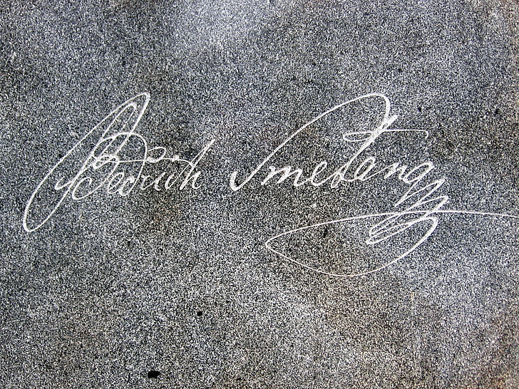 signature, name, lettering, smetana, musician, composer, monument