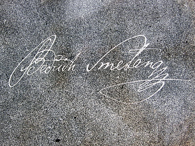 aláírás, név, betűk, Smetana, zenész, zeneszerző, emlékmű