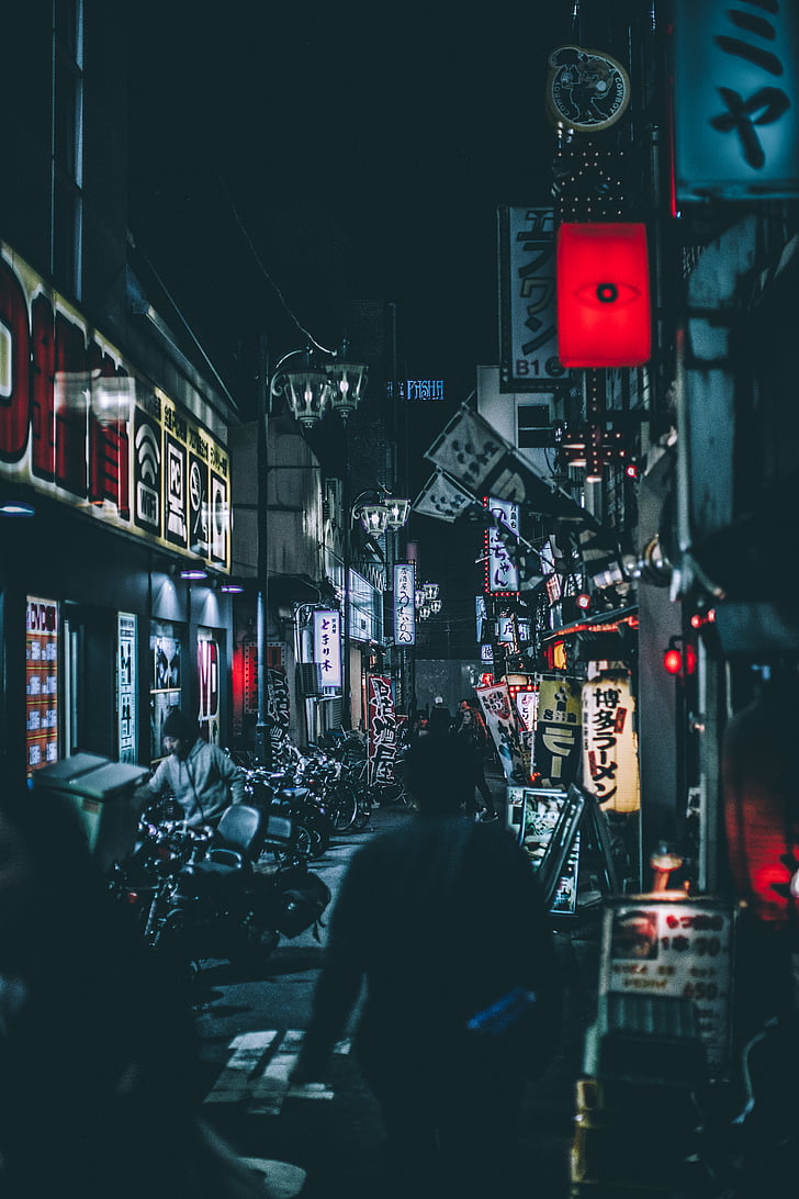 adulto, edificios, negocios, ciudad, Comercio, oscuro, Japón