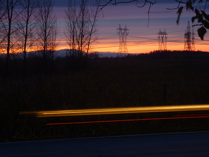 night, movement, lighthouse, light, pylon, sunset, sky