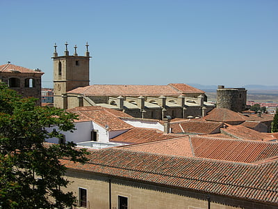 Cáceres, op het dak weergave, erfgoed, het platform, dak, Europa, stad