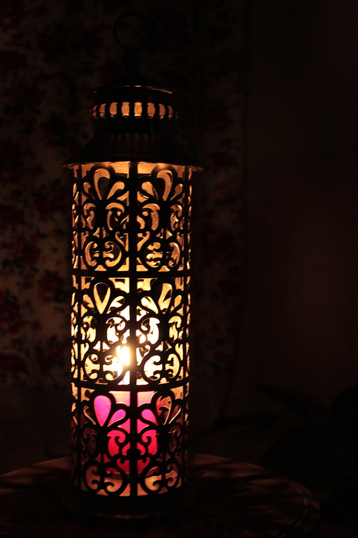 фенер, осветени фенер, свещ, червена свещ, червен осветените свещ, декорация, лампа