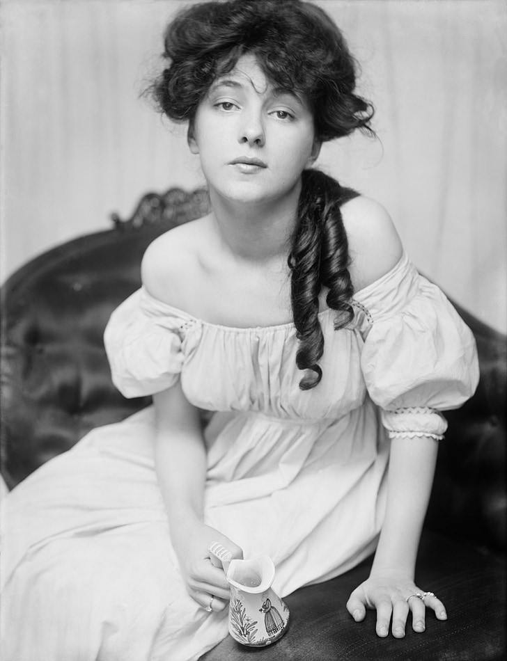 evelyn nesbit, actress, vintage, movies, motion pictures, monochrome, black and white