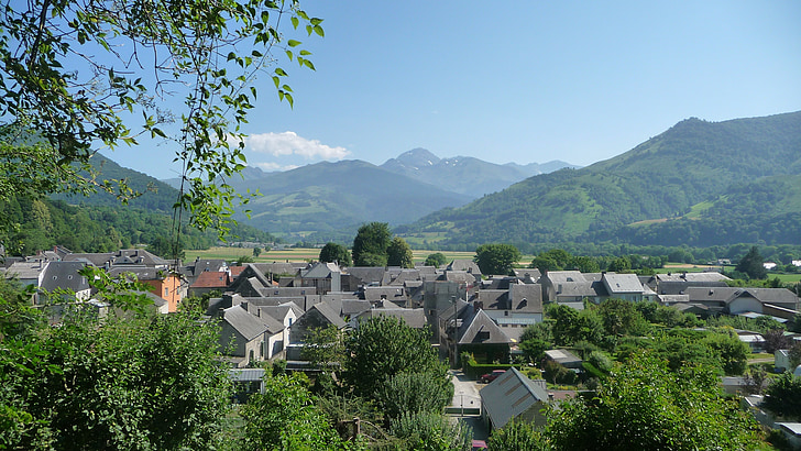 dorp, Pyrénées, zomer