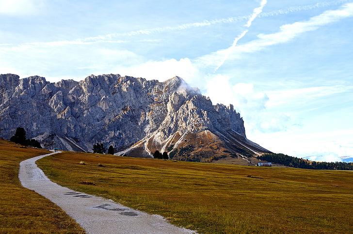alpint, fjell, Dolomittene, peitlerkofel, Rock, skyer, fritid