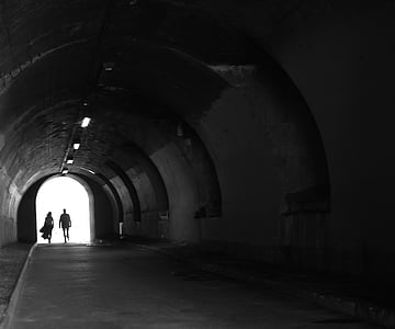 túnel, París, backlit, Teatre, parella, amants, socis
