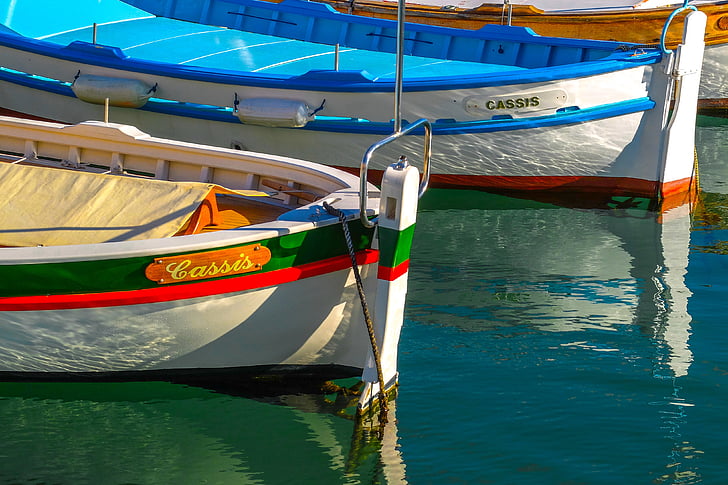 horgászcsónak, kis csónak, Barque, kikötő, Cassis, Franciaország, tengeri hajó
