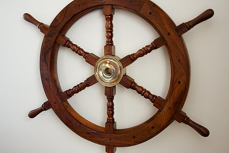 wooden steering wheel, sailing symbol, nautical gift, maritime decoration, marine style