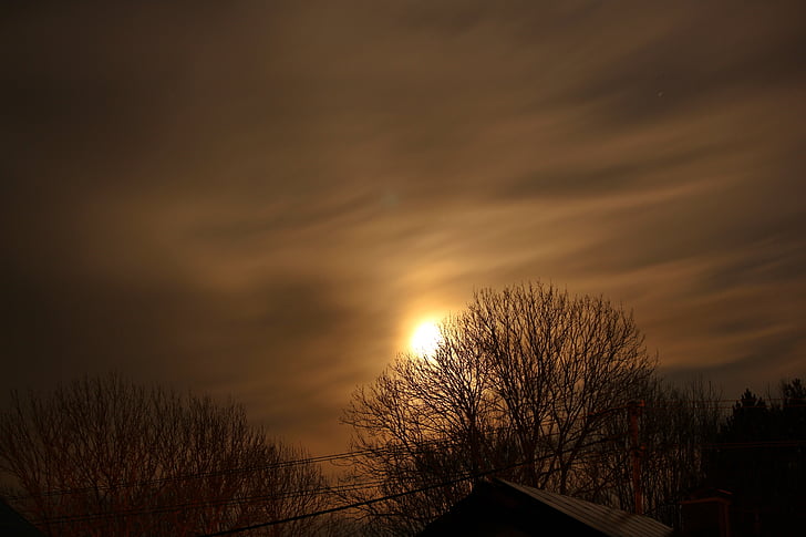 bulan, awan, langit, malam