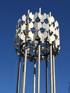Dessau, blauwe hemel, monument, duif, harmonie, socialisme, monument van de vrede