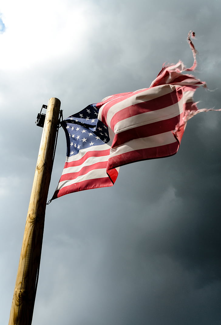 dia da independência, 4, Julho, Estados Unidos, América, Bandeira, no vento