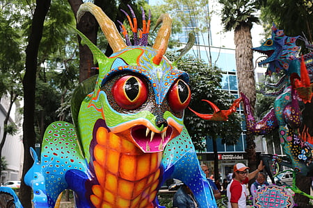 Festival, alebrije, průvod, lidé, tradice, strana, Karneval