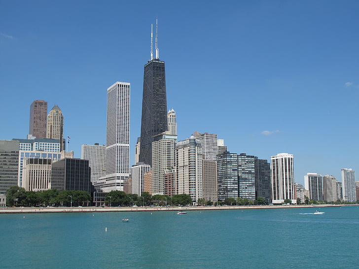 Pusat Hancock, Chicago, Metropolis, Kota, pencakar langit, cakrawala, Illinois