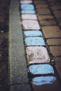 barevný, barevné, cihly, ulice, chodník, dlažební kostky