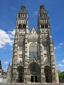 Katedral Saint gatien, Gothic, Wisata, Indre-et-loire, Prancis, Katolik, Loire