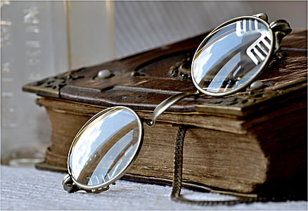 fe, paz, libro, vidrio, gafas, religión, pasado de moda