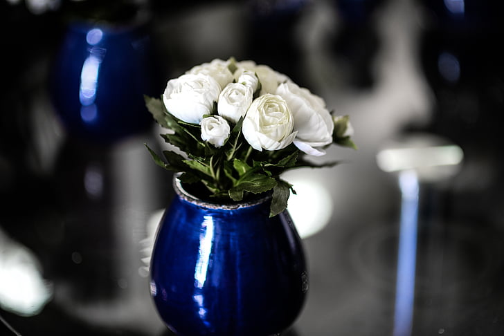 vase, vase à fleur, fleurs, blanc, mariage, fleurs de mariage, décoration