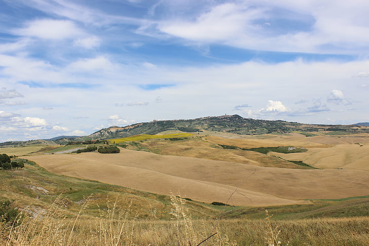Volterra, landschap, Toscane, natuur, heuvel, Cypress, groen