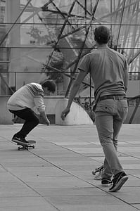 schaatsen, Skater, skateboard, man, mensen, cool, stedelijke scène