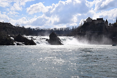 rhine falls, waterfall, back light, schaffhausen, water, nature, famous Place