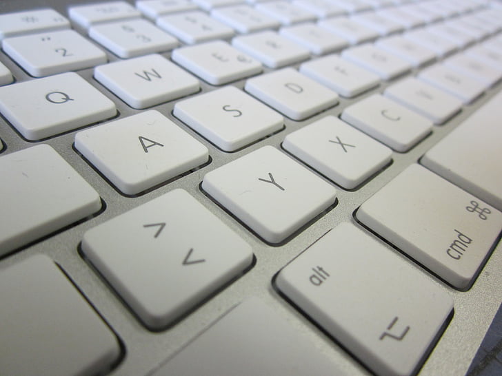 keyboard, mac, white, silver