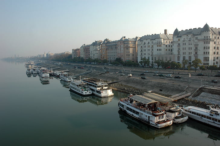 loďou, loď, Budapešť, Pest, rieka, Dunaj, vody