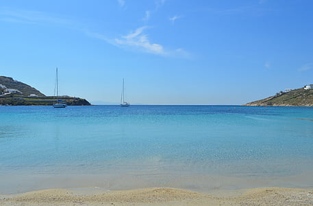 mar, Grecia, Mar Mediterráneo, azul, vacaciones, Puerto, Isla
