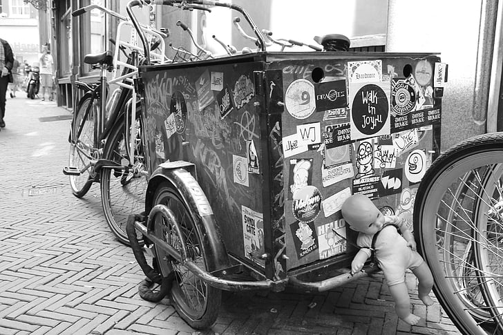pyörä, polkupyörän Peräkärry, perävaunut, nukke, Amsterdam, Hollanti, pyörän