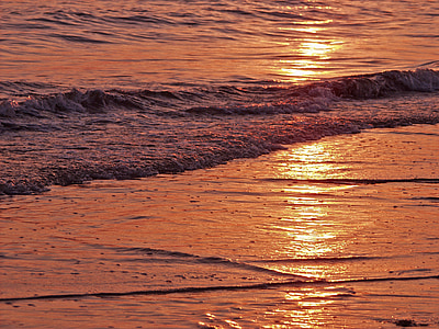 stranden, Afterglow, solnedgang, abendstimmung, atmosfære, vann, bølge