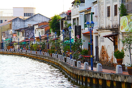 River, Melaka-joelle, City, kahvila, Ravintola, rentoutua, Kaunis