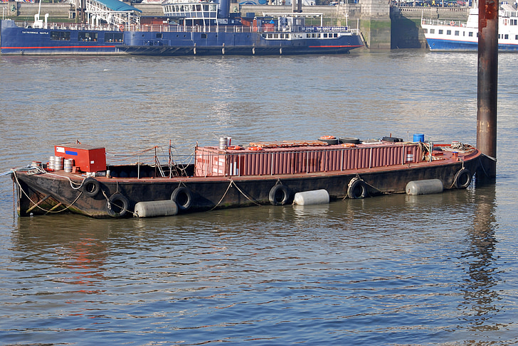 barge, storage, container, river