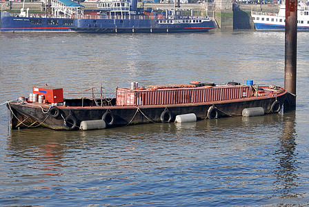Barge, opslag, container, rivier