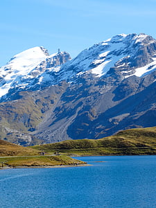 cume de montanha, bergsee, Alpina, Lago alpino, Suíça, montanhas, natureza